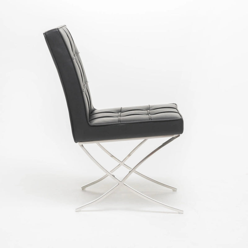Milania Modern Button Tufted Leather Dining Chairs (Set of 2) by Christopher Knight Home