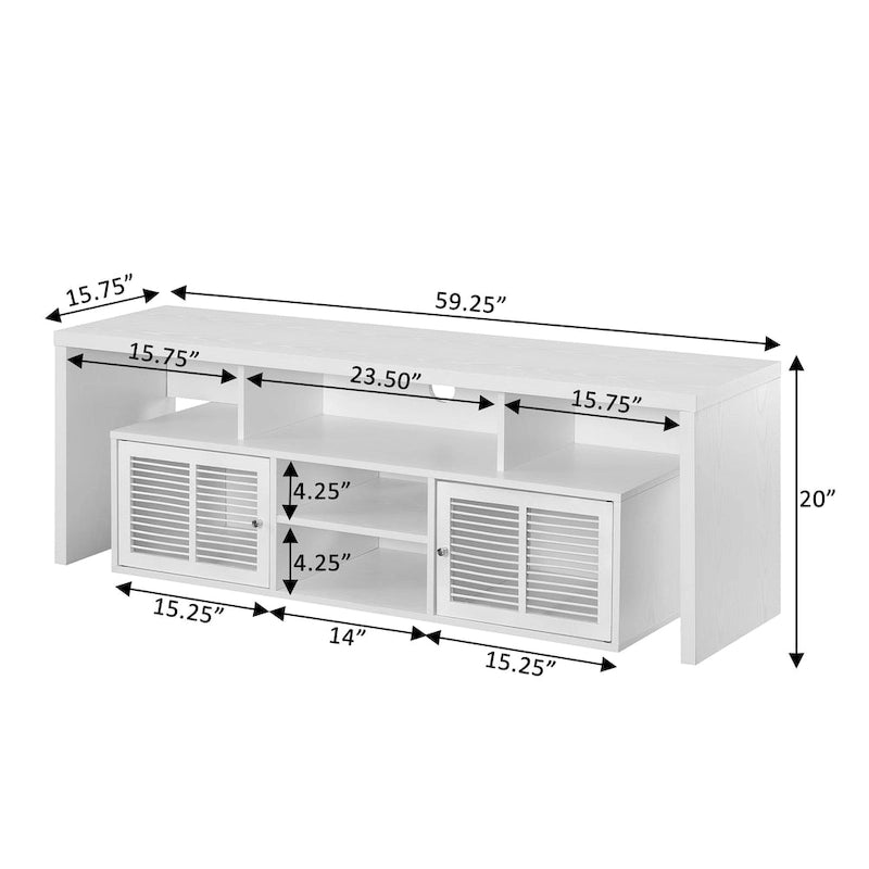 Convenience Concepts Lexington 65 inch TV Stand with Storage Cabinets and Shelves