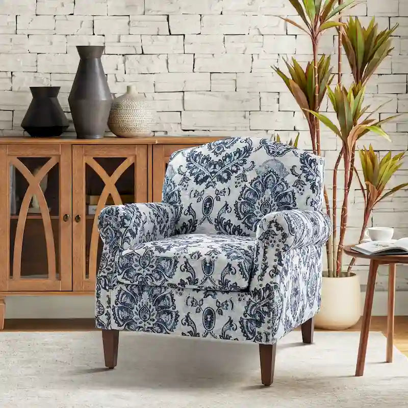 Giampiero Wooden Upholstery Armchair with Nailhead Trims by HULALA HOME