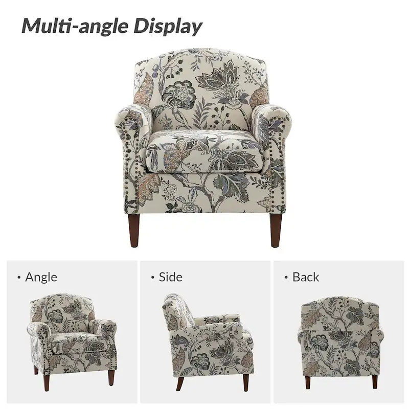 Giampiero Wooden Upholstery Armchair with Nailhead Trims by HULALA HOME