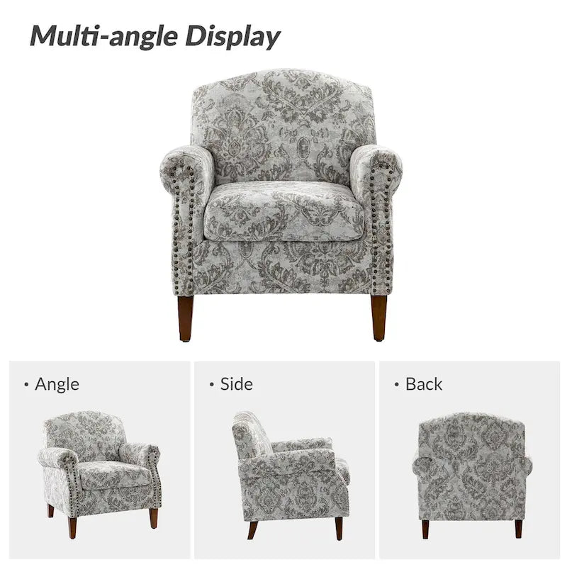 Giampiero Wooden Upholstery Armchair with Nailhead Trims by HULALA HOME