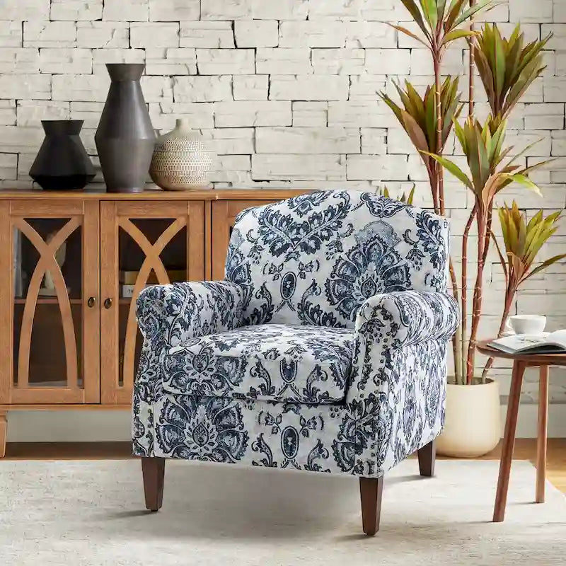 Giampiero Wooden Upholstery Armchair with Nailhead Trims by HULALA HOME