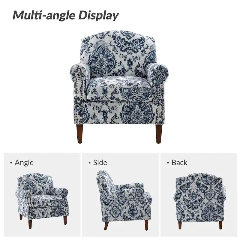 Giampiero Wooden Upholstery Armchair with Nailhead Trims by HULALA HOME