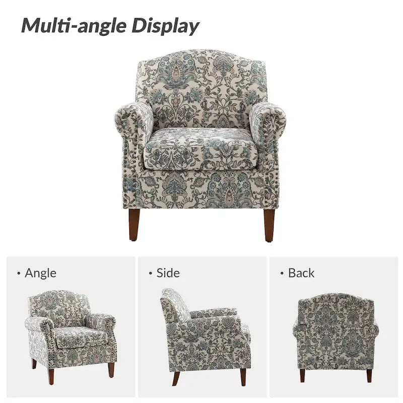 Giampiero Wooden Upholstery Armchair with Nailhead Trims by HULALA HOME