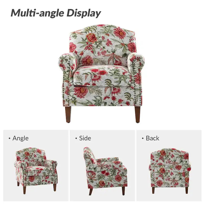 Giampiero Wooden Upholstery Armchair with Nailhead Trims by HULALA HOME