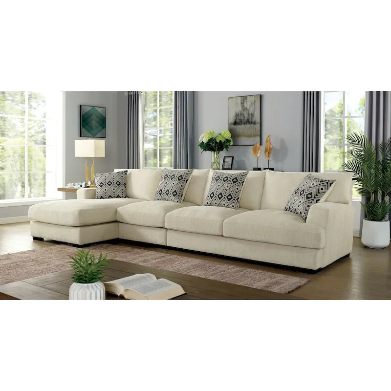 Kintra Contemporary Chenille Upholstered Large L-Shaped Sectional by Furniture of America