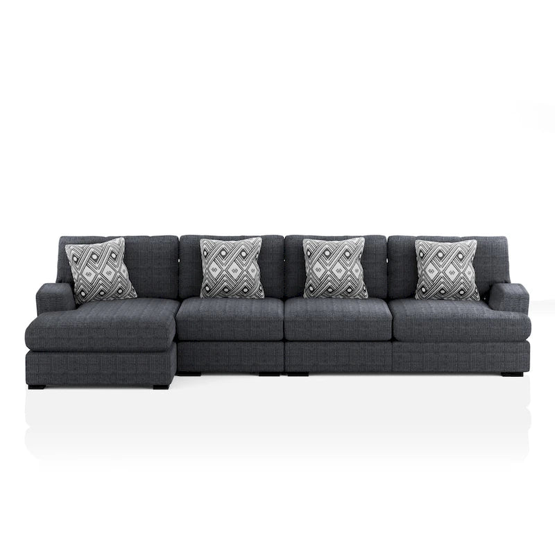 Kintra Contemporary Chenille Upholstered Large L-Shaped Sectional by Furniture of America