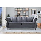 Charlot Velvet Chesterfield Rolled Arm Sofa