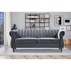 Charlot Velvet Chesterfield Rolled Arm Sofa