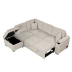 Nestfair 2 in 1 Pull Out Sofa Bed L Shape Couch with Storage Ottoman