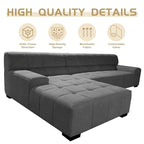 Williamspace Modern Glam LargeUpholstered Sectional Sofa L-shape With Chaise Living Room