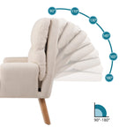 Accent Chair with Ottoman Set, Fabric Armchair with Wood Legs and Adjustable Backrest , Mid Century Modern Comfy Lounge Chair