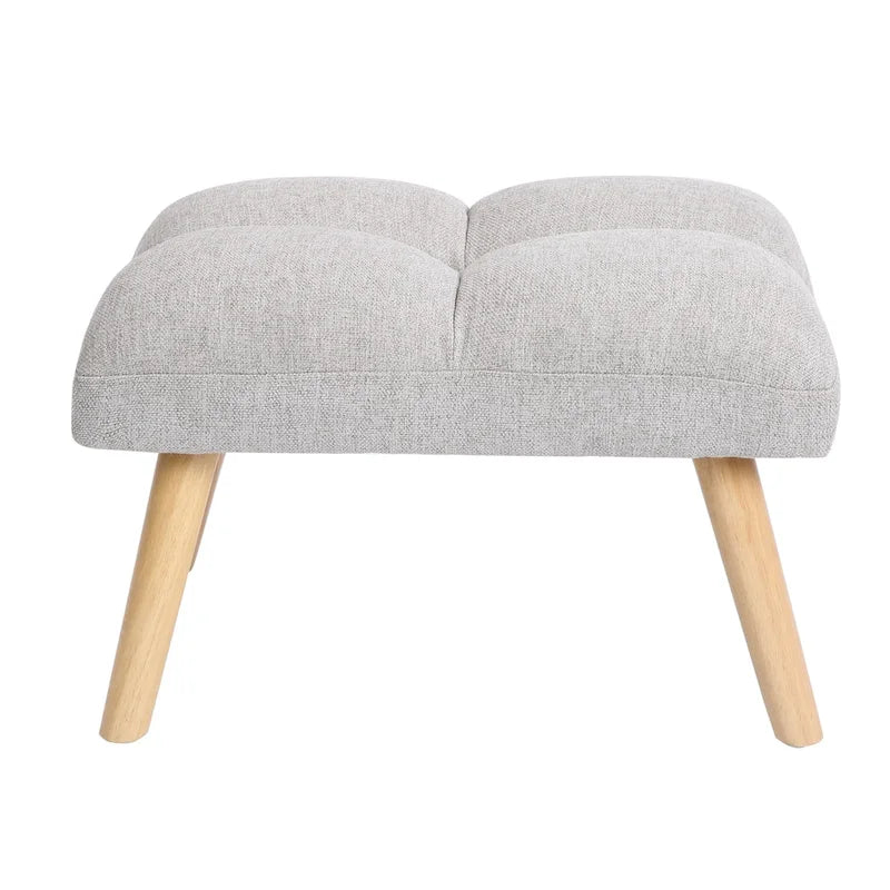 Accent Chair with Ottoman Set, Fabric Armchair with Wood Legs and Adjustable Backrest , Mid Century Modern Comfy Lounge Chair