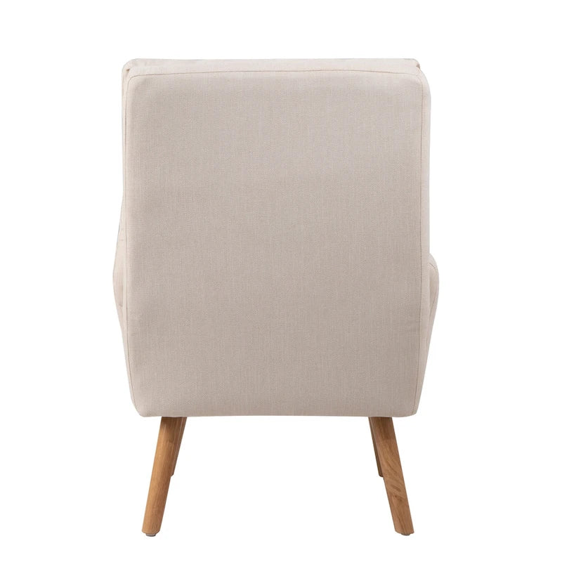 Accent Chair with Ottoman Set, Fabric Armchair with Wood Legs and Adjustable Backrest , Mid Century Modern Comfy Lounge Chair