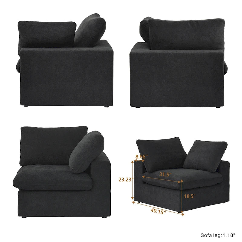 4-Seater Modular Sectional Couches for Living Room, Modern Modular Convertible Sofa Couch