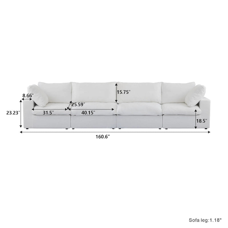 4-Seater Modular Sectional Couches for Living Room, Modern Modular Convertible Sofa Couch