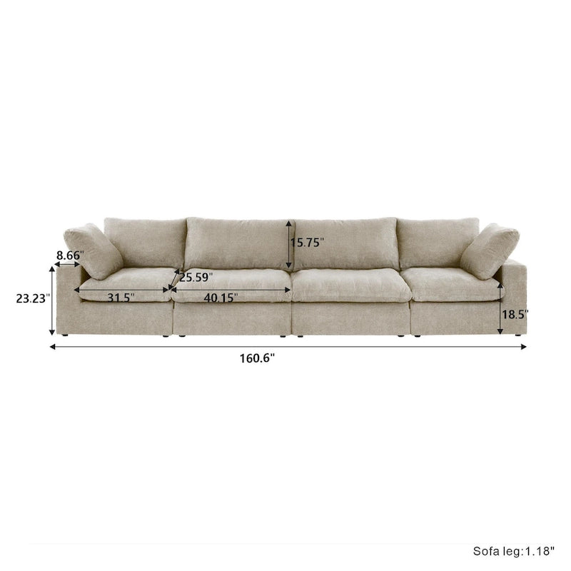 4-Seater Modular Sectional Couches for Living Room, Modern Modular Convertible Sofa Couch