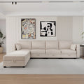 Modular U-shaped adjustable sectional sofa with reversible chains and storage seats