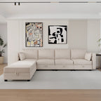 Modular U-shaped adjustable sectional sofa with reversible chains and storage seats