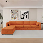 Modular U-shaped adjustable sectional sofa with reversible chains and storage seats