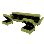 Modular U-shaped adjustable sectional sofa with reversible chains and storage seats