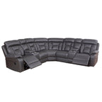 Mid-century Modern Faux Leather Upholstered Reclining Sectional Sofa