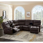 Mid-century Modern Faux Leather Upholstered Reclining Sectional Sofa