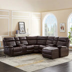Mid-century Modern Faux Leather Upholstered Reclining Sectional Sofa