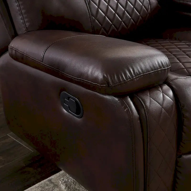 Mid-century Modern Faux Leather Upholstered Reclining Sectional Sofa