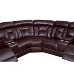 Mid-century Modern Faux Leather Upholstered Reclining Sectional Sofa