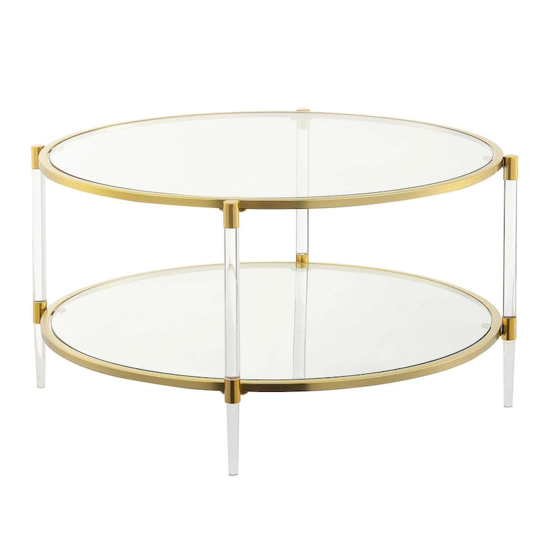 Convenience Concepts Royal Crest 2 Tier Acrylic Glass Coffee Table