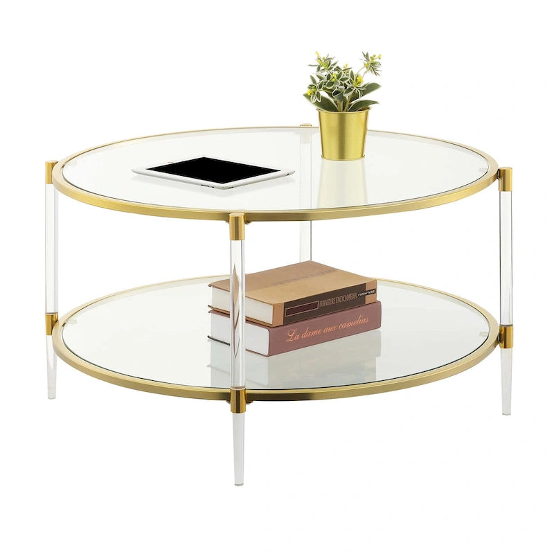Convenience Concepts Royal Crest 2 Tier Acrylic Glass Coffee Table