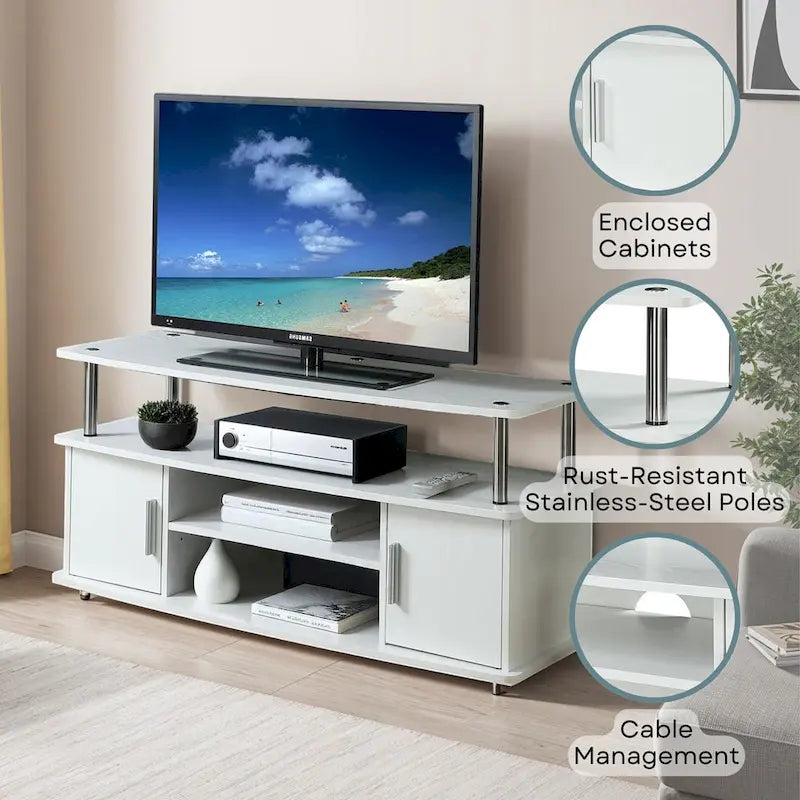 Convenience Concepts Designs2Go Monterey 55 inch TV Stand with Cabinets and Shelves