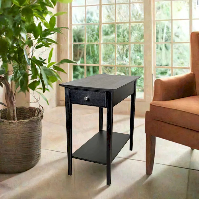 Solid Bamboo Recliner Table with Drawer