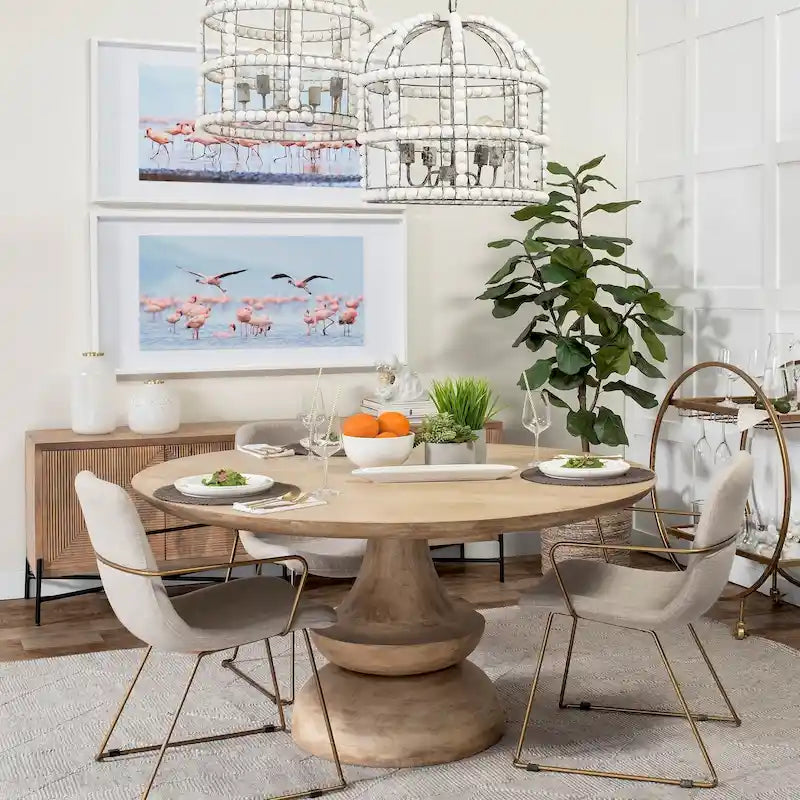 Crossman Grey Solid Wood Round Dining Table