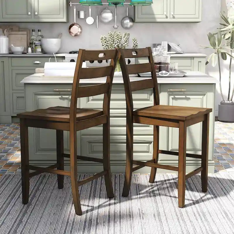 Rangel Rustic Wood Ladder Back Counter Height Chairs by Furniture of America (Set of 2)