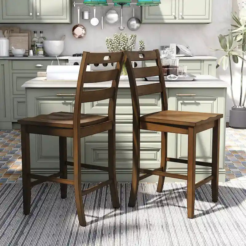 Rangel Rustic Wood Ladder Back Counter Height Chairs by Furniture of America (Set of 2)