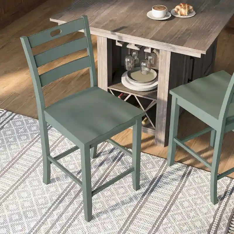 Rangel Rustic Wood Ladder Back Counter Height Chairs by Furniture of America (Set of 2)