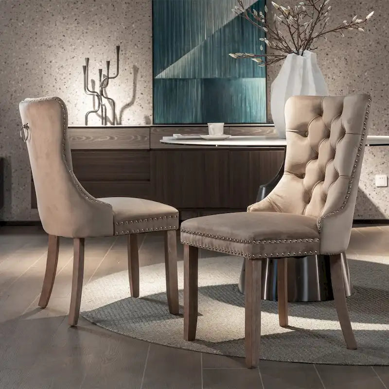 Velvet Upholstered Dining Chair 2-Pcs Set