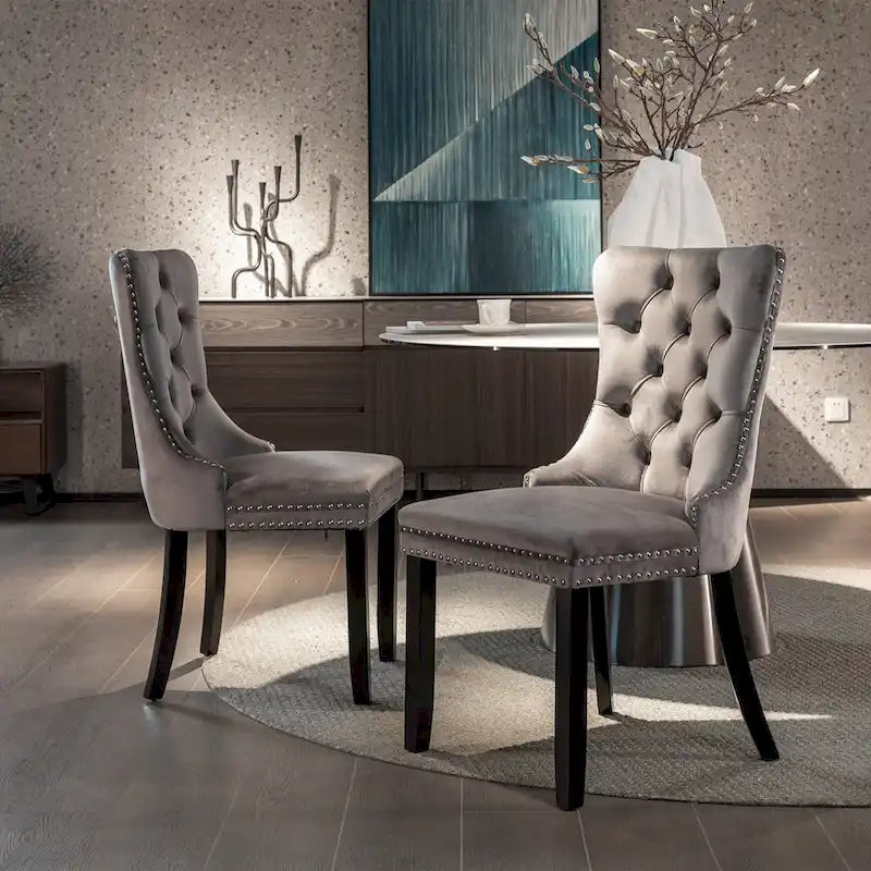 Velvet Upholstered Dining Chair 2-Pcs Set