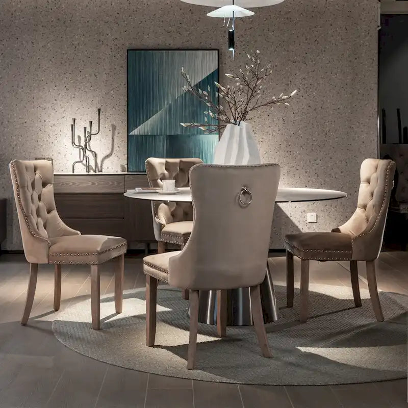 Velvet Upholstered Dining Chair 2-Pcs Set