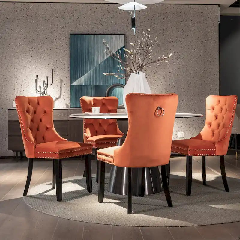 Velvet Upholstered Dining Chair 2-Pcs Set