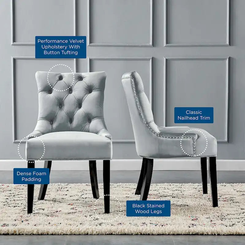 Silver Orchid Kornman Velvet Dining Side Chairs (Set of 2)