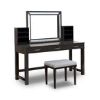 Furniture of America Wres Contemporary Solid Wood LED Light 3-Piece Makeup Vanity Set