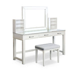Furniture of America Wres Contemporary Solid Wood LED Light 3-Piece Makeup Vanity Set