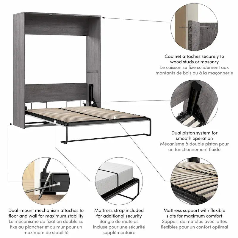 Cielo 66W Queen Murphy Bed for Multipurpose Room by Bestar