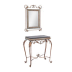 Metal Leaf Console Table with Mirror with Scrolled Legs - Set of 2 Bronze - Roche River Decor - 1W x 23L x 32H