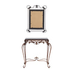 Metal Leaf Console Table with Mirror with Scrolled Legs - Set of 2 Bronze - Roche River Decor - 1W x 23L x 32H