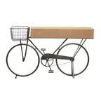 Metal Bike 3 Drawers Console Table with Brown Wood Top - Black - Roche River Decor - 15Wx58Lx34H