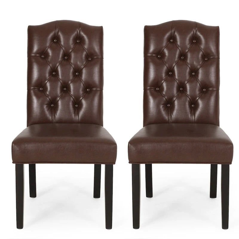 Harriet Contemporary Tufted Faux Leather Dining Chairs (Set of 2) by Christopher Knight Home - 21.50 L x 25.75 W x 41.50 H